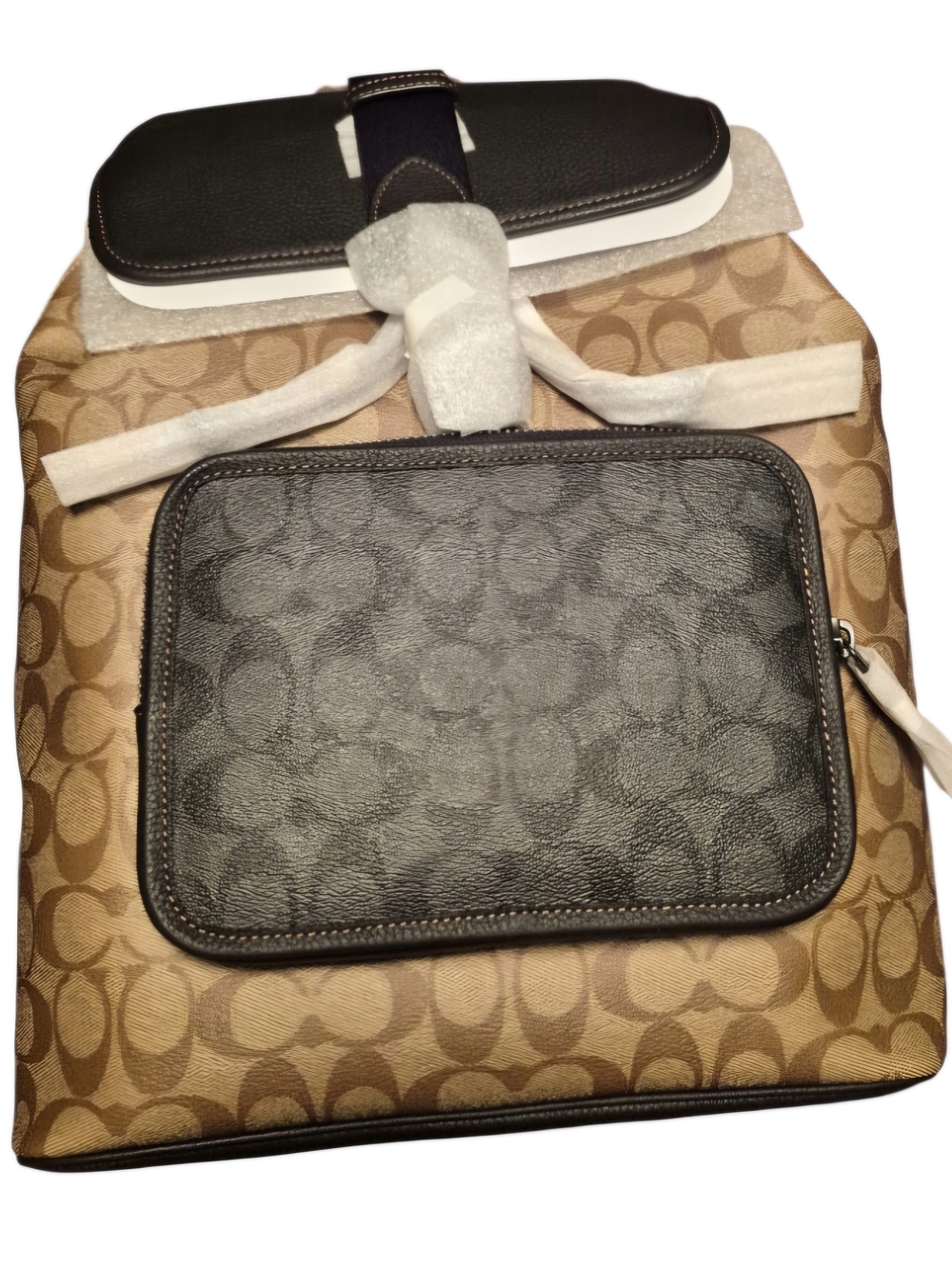 Coach Signature Canvas and Leather Men’s Backpack - Tan/Brown